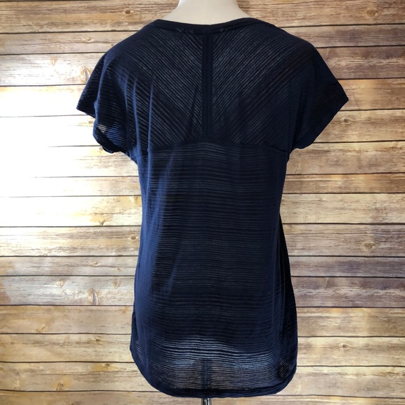 Athleta Navy Blue Burnout Striped Illuminate Tee - Picture 2 of 8